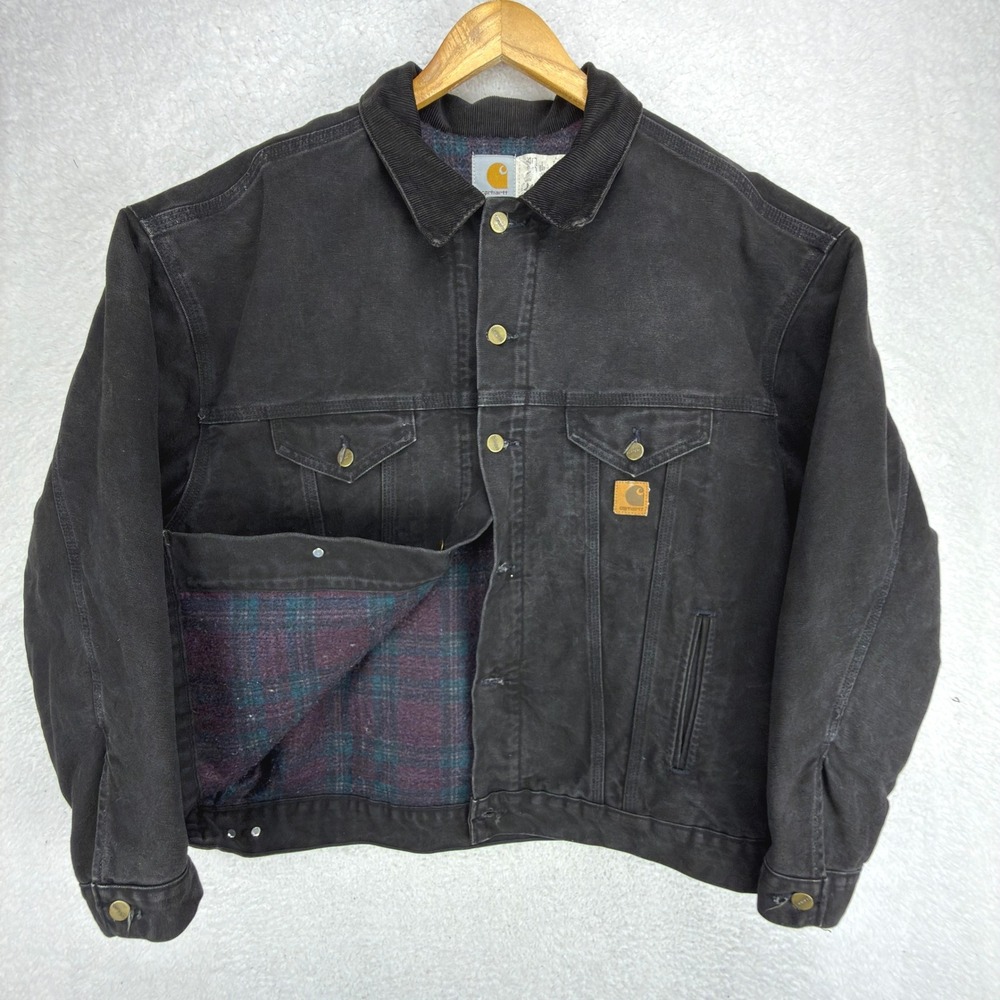Carhartt Trucker Jacket Blanket Lined Mens XL J10 ONX‎ Onyx Black